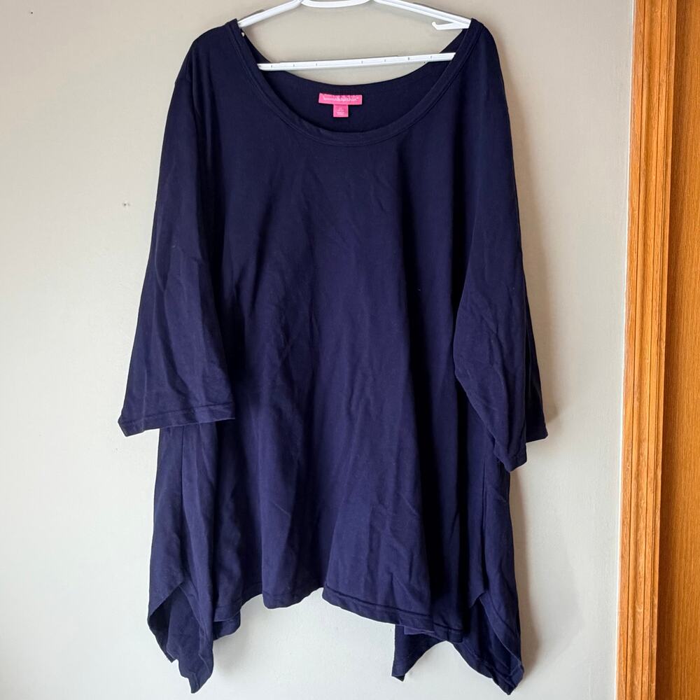 Woman Within Navy Blue Asymmetrical Hem Tee Women’s Size 5X
